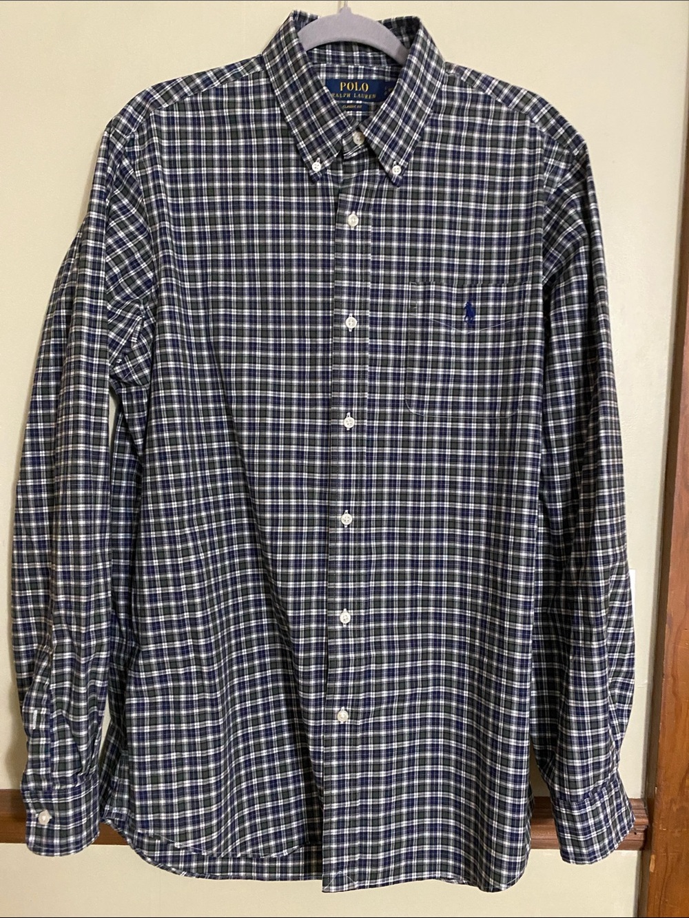 Polo by Ralph Lauren Navy and White Plaid Button-Down Shirt